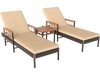 3 Pieces Patio Chaise Lounge Set for Poolside Backyard Porch