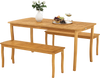 3 Pieces Patio Dining Set with Acacia Wood Outdoor Table and Benches