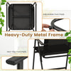 Heavy-duty metal frame of a patio folding chair with adjustable non-slip foot pads for outdoor comfort and stability.