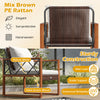 Back view of the 3-piece patio furniture set featuring hand-woven PE rattan and solid acacia wood for outdoor use.