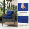 Cushioned patio chair in navy with removable cover, featuring soft padded sponge for comfort, ideal for outdoor use.