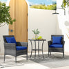 3 Pieces Patio Furniture Set with Cushioned Patio Chairs and Tempered Glass Coffee Table-Navy - Gallery View 1 of 10