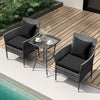 3 Pieces Patio Furniture Set with Cushioned Patio Chairs and Tempered Glass Coffee Table-Black - Gallery View 1 of 15
