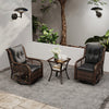3 Pieces Patio Furniture Set PE Wicker Swivel Glider Chairs with 2-Tier Side Table and Cushions-Black - Gallery View 1 of 10
