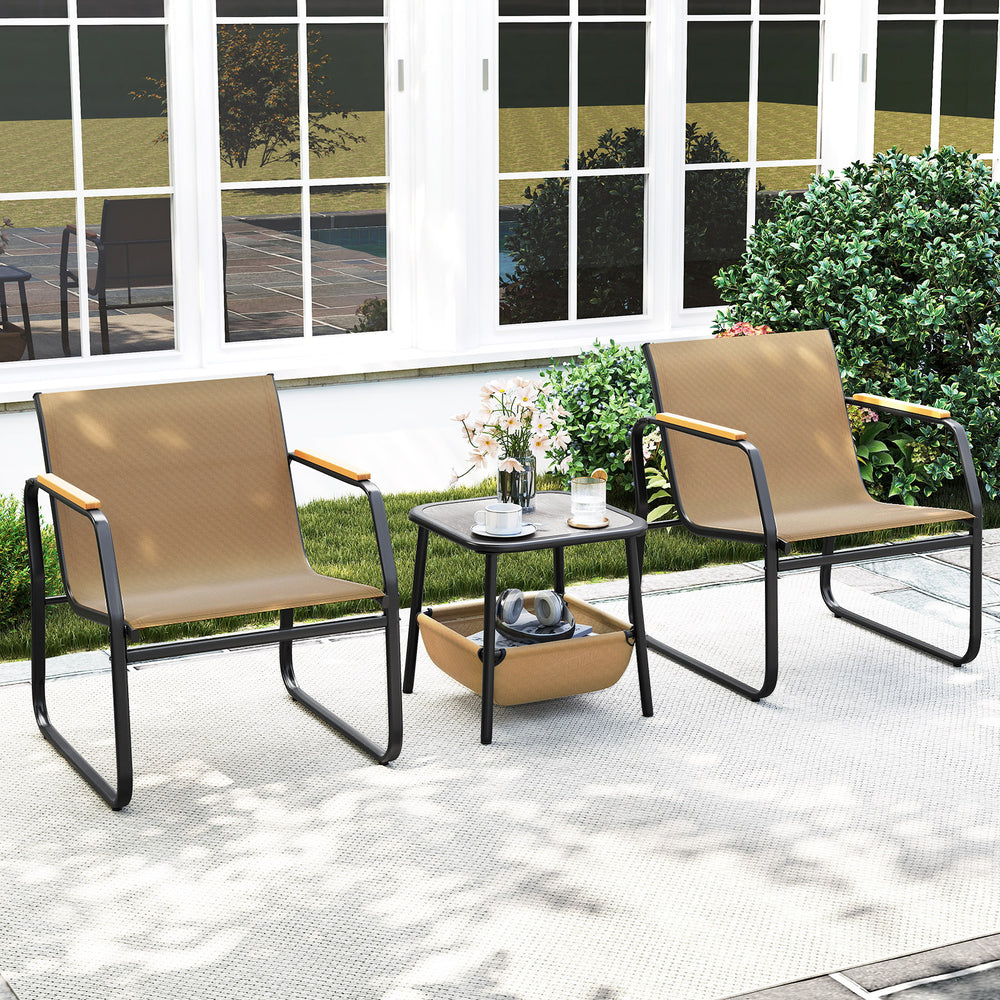 3 Pieces Patio Furniture Set Outdoor Bistro Conversation Set-Brown - Gallery View 1 of 11