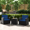 3 Pieces Patio Furniture Set with Tempered Glass Coffee Table-Navy - Gallery View 1 of 10