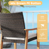Back view of a mix brown PE rattan chair with acacia wood frame, designed for outdoor comfort and style.