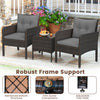 Single gray cushioned chair with a robust metal frame from the 3-piece patio PE wicker furniture set for outdoor.