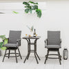 Swivel bar set featuring gray PE rattan chairs with 4D fiber cushions, perfect for backyard or poolside relaxation.