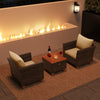 3 Pieces Patio Rattan Bistro Furniture Set with Wooden Table Top-Beige - Gallery View 1 of 8