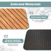 Solid acacia wood surface and weather-resistant brown PE rattan for durable outdoor use in patio furniture set.