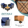 Close-up of the 3 pieces patio rattan bistro set featuring ergonomic armrests and adjustable non-slip foot pads.