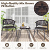 Mix brown PE rattan patio chair and coffee table set with tempered glass top, ideal for backyard and poolside.