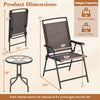 Folding chair and round table set with rippled tempered glass, durable metal frame, ideal for patios and balconies.
