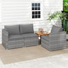 Gray 3-piece patio sectional sofa set with soft cushions, featuring hand-woven PE rattan for outdoor relaxation.