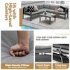 3-piece gray aluminum patio furniture set featuring a 3-seat sofa with adjustable backrest and comfortable cushions.