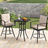 3 Pieces Patio Swivel Bar Set with Soft Cushions and Umbrella Hole-Beige - Gallery View 1 of 11
