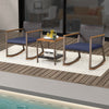 3 Pieces Rattan Rocking Bistro Set with Coffee Table and Cushions-Navy - Gallery View 1 of 10