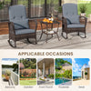 Rocking bistro set with gray cushions, featuring a 2-tier coffee table, ideal for balcony or poolside relaxation.