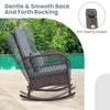 Rocking chair from the 3 Pieces Rocking Bistro Set with gray PE rattan, featuring soft cushions and anti-tipping.