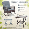 Gray rocking chair from the 3 Pieces Rocking Bistro Set with soft cushions, ideal for backyard or poolside relaxation.