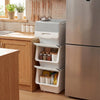 3 Pieces Storage Bins on Wheels Stackable Plastic Boxes with Stay-Open Lid (S)-Gray - Gallery View 1 of 12
