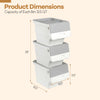 Stackable gray storage bins with stay-open lids, each 12.5 QT, featuring wheels for easy mobility and interlocking.