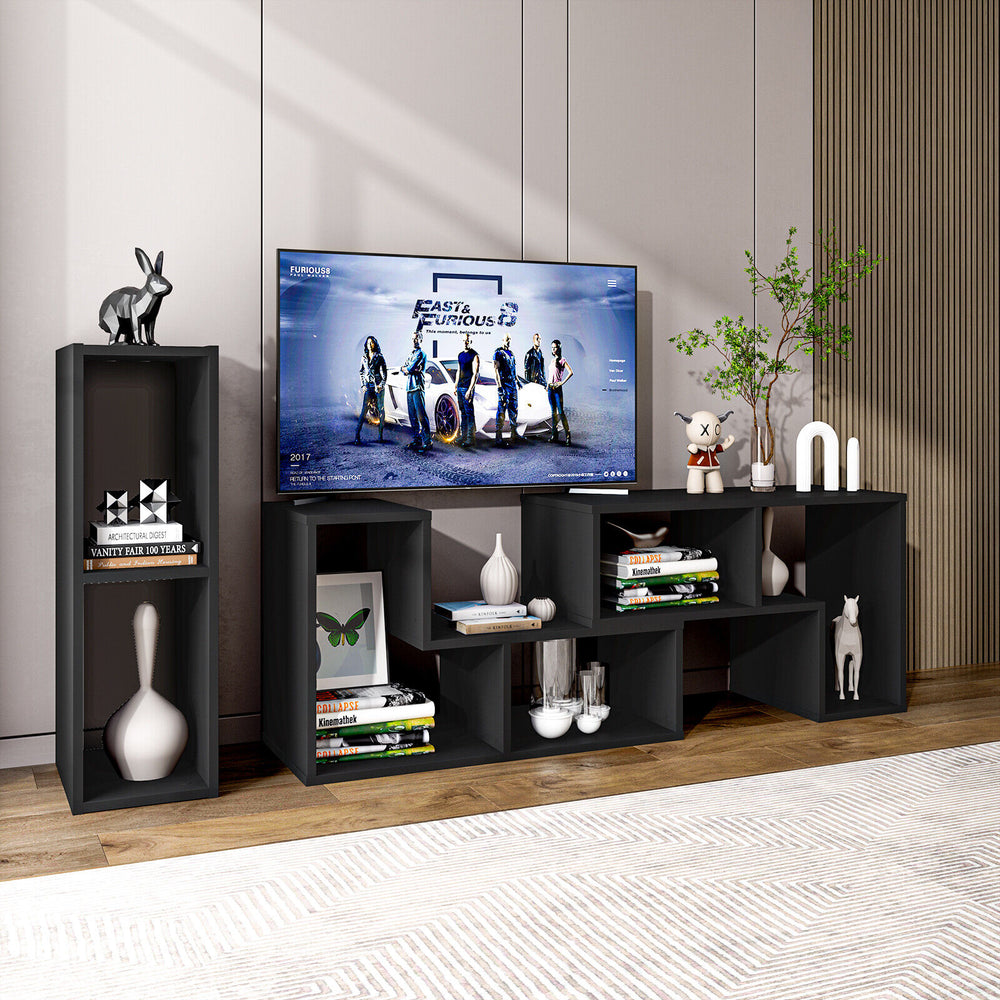 3 Pieces Adjustable TV Stand for TVs up to 65 Inch with Shelves-Black - Gallery View 1 of 10
