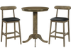 3 Pieces Wood Bar Table Set for 2 Round Pub Table with Pedestal Base and 2 Armless Stools
