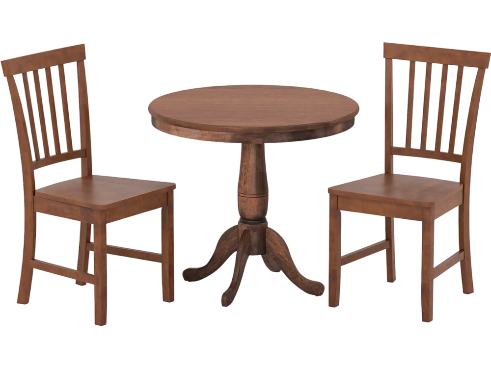 3 Pieces Wooden Dining Table and Chair Set for Cafe Kitchen Living Room