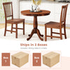 Three-piece wooden dining table and chair set with solid rubber wood legs, perfect for kitchen or cafe use.