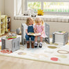 Toddler activity table set in gray with two stools, perfect for study or play in playrooms or bedrooms.
