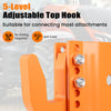 5-level adjustable top hook of the orange 3-point quick hitch, designed for easy attachment to farming equipment.