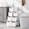 Three-drawer rolling organizer unit in white, made of premium PP material, ideal for small spaces and easy access.