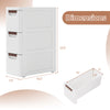 3-drawer rolling organizer unit in white with fluted surface, ideal for small spaces, perfect for bathroom or office.