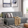 3-seat convertible sofa bed in gray with adjustable backrest, featuring 2 large drawers for storage and ergonomic.