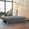 3-seat convertible sofa bed in gray with 2 large drawers, adjustable backrest angles for versatile comfort in small.