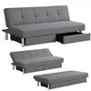 3-seat convertible sofa bed in gray with 2 large drawers and adjustable backrest angles for versatile comfort and.