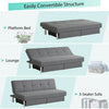 3-seat convertible sofa bed in gray with adjustable angles and large drawers for small apartment storage and comfort.