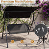 3-seat patio swing chair with adjustable canopy, breathable mesh fabric, and heavy-duty metal frame for outdoor.