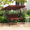 3 Seat Outdoor Patio Canopy Swing with Cushioned Steel Frame-Brown - Gallery View 1 of 10