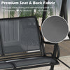 Close-up of the breathable fabric on the 3-seat outdoor porch swing, showcasing its premium quality and durability.