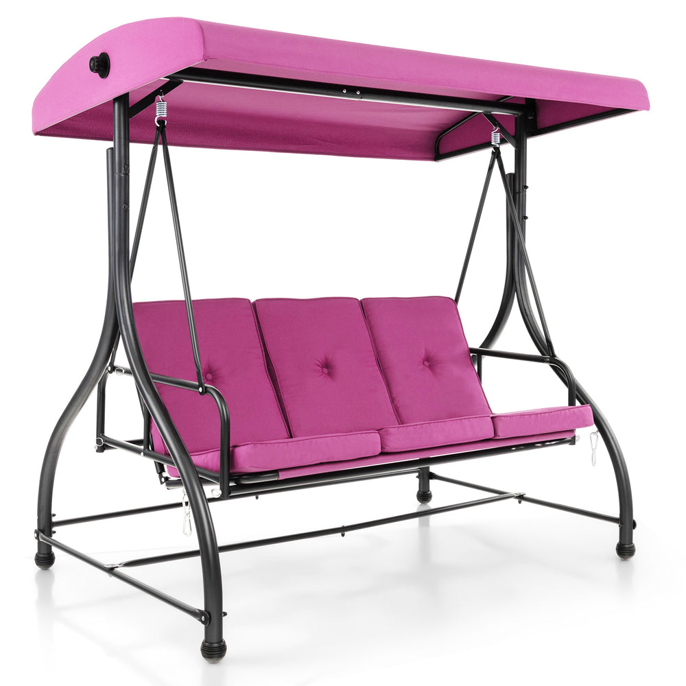 Costway Outdoor Porch Swing 3 Seat with Adjustable Canopy New