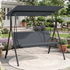 3-Seat Patio Swing Chair with Adjustable Canopy & Removable Cushion-Gray - Gallery View 1 of 10