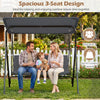 Spacious 3-seat patio swing chair with adjustable canopy, removable cushions, and 360 kg capacity for outdoor.
