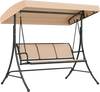 3-seat patio swing chair with a spacious design and comfortable breathable fabric for enjoyable outdoor seating.