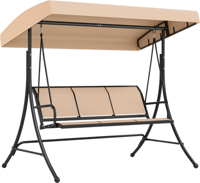Costway 3-Seat Patio Swing Chair Adjustable Canopy 67492739 New