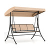 3-seat patio swing chair with adjustable canopy in black, featuring breathable fabric and ergonomic design for outdoor.