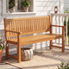 3-Seater Outdoor Wooden Bench 59 inch Large Garden Bench with Backrest-Yellow - Gallery View 1 of 10