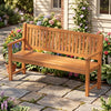 3-seater outdoor wooden bench made of solid fir wood, featuring a slatted design and backrest for comfortable seating.